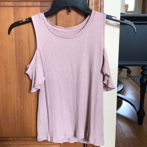 Ribbed light pink shirt/tank w/ shoulder cut outs